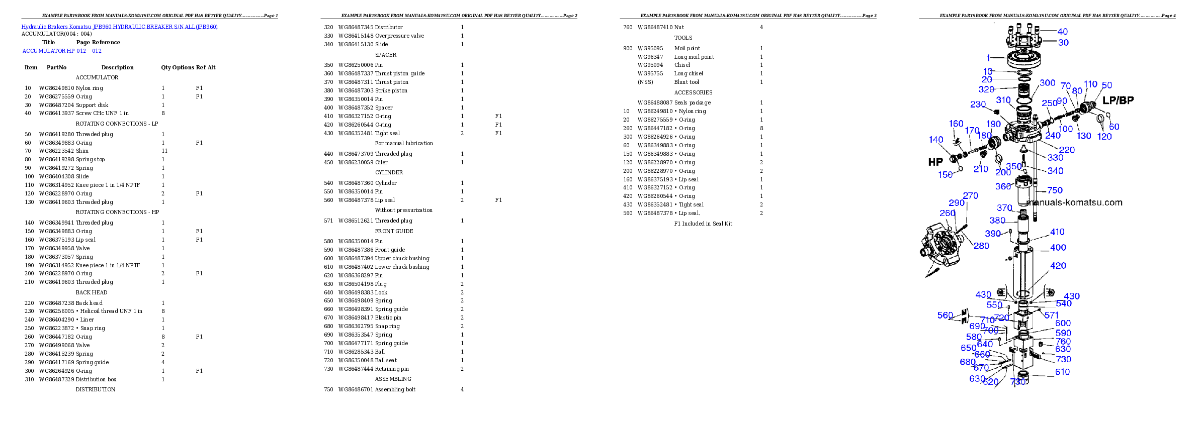 Protected: JPB960 HYDRAULIC BREAKER S/N ALL Partsbook