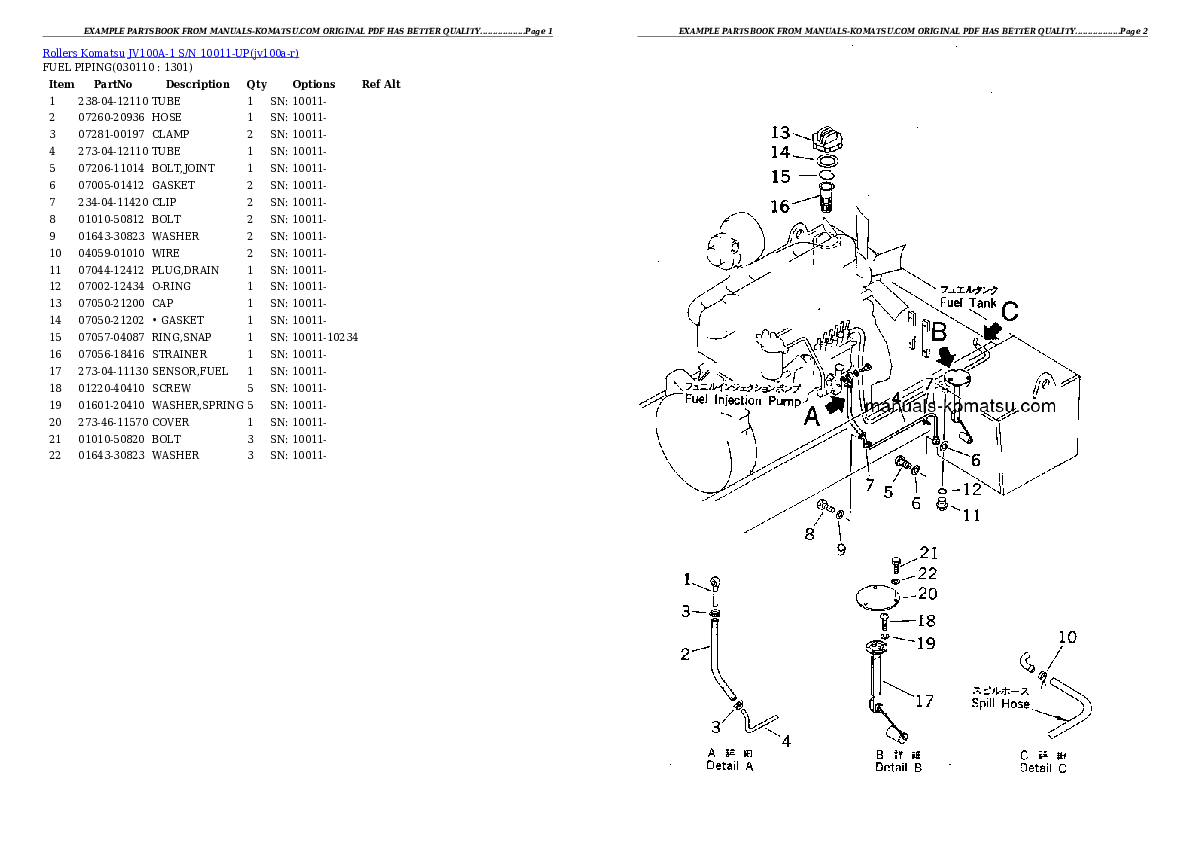 Protected: JV100A-1 S/N 10011-UP Partsbook