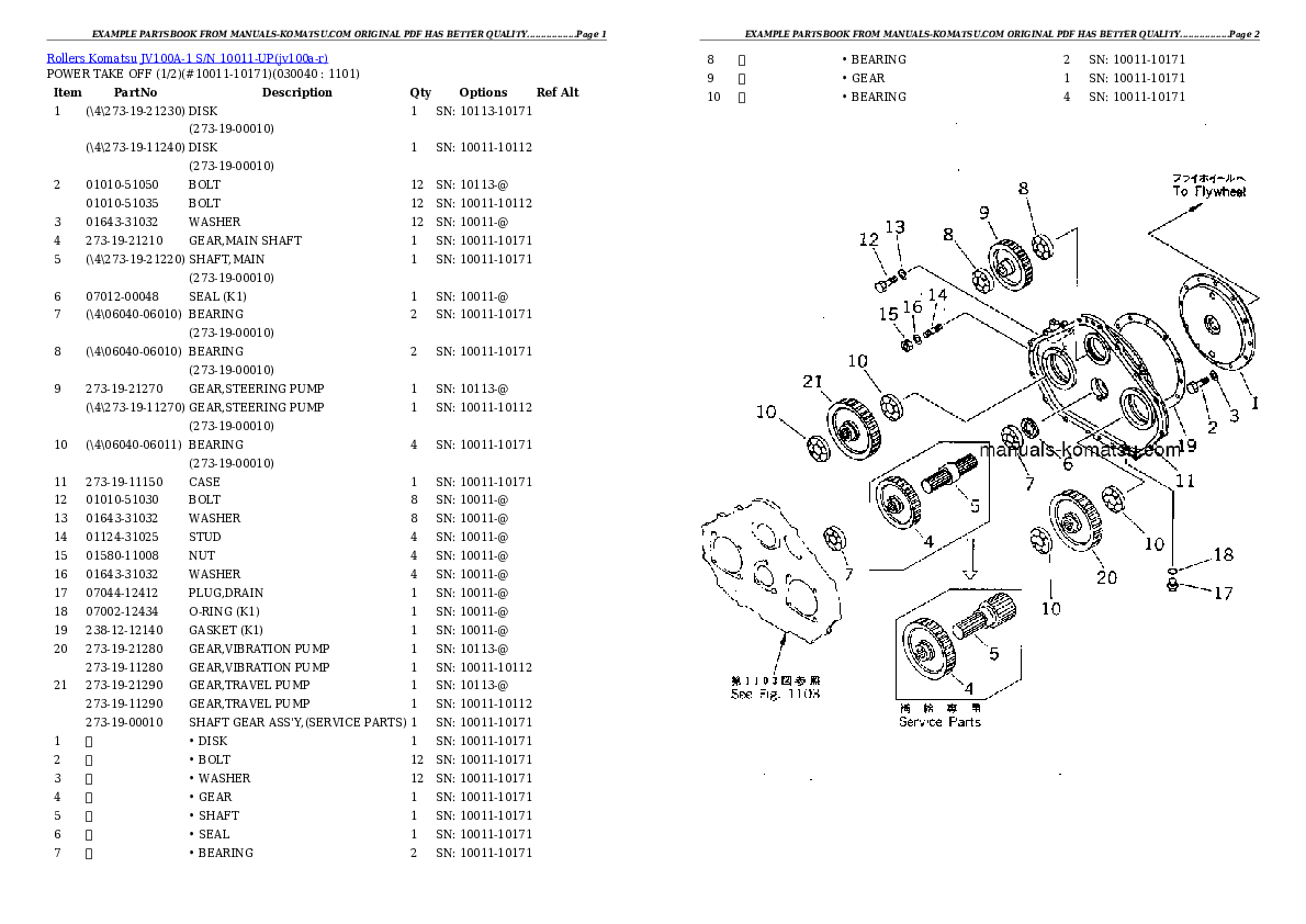 Protected: JV100A-1 S/N 10011-UP Partsbook