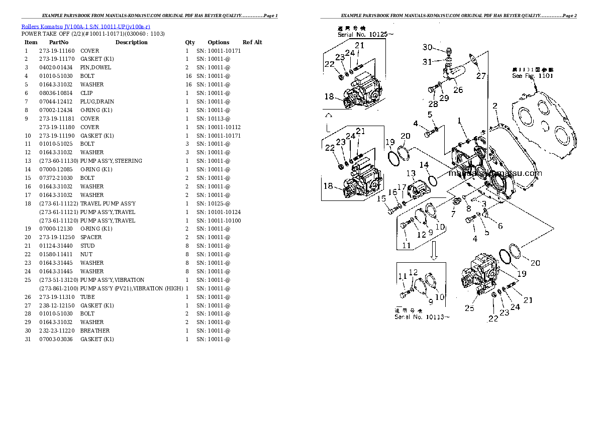 Protected: JV100A-1 S/N 10011-UP Partsbook