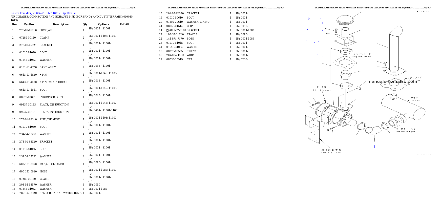 Protected: JV100A-2T S/N 11001-UP Partsbook