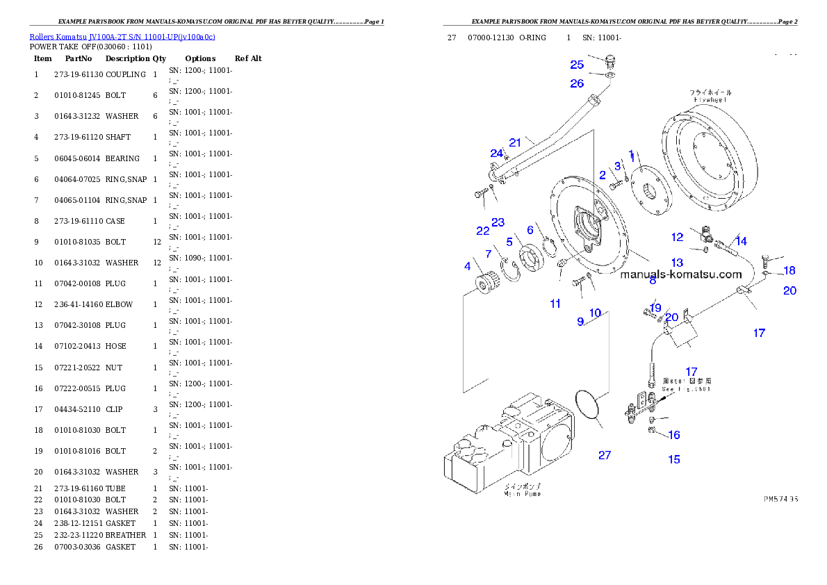 Protected: JV100A-2T S/N 11001-UP Partsbook