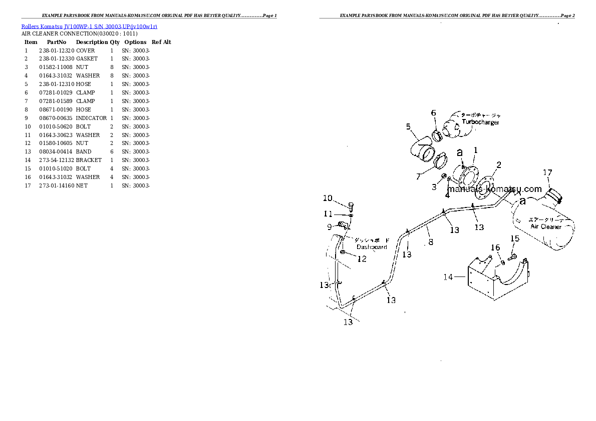 JV100WP-1 S/N 30003-UP Partsbook
