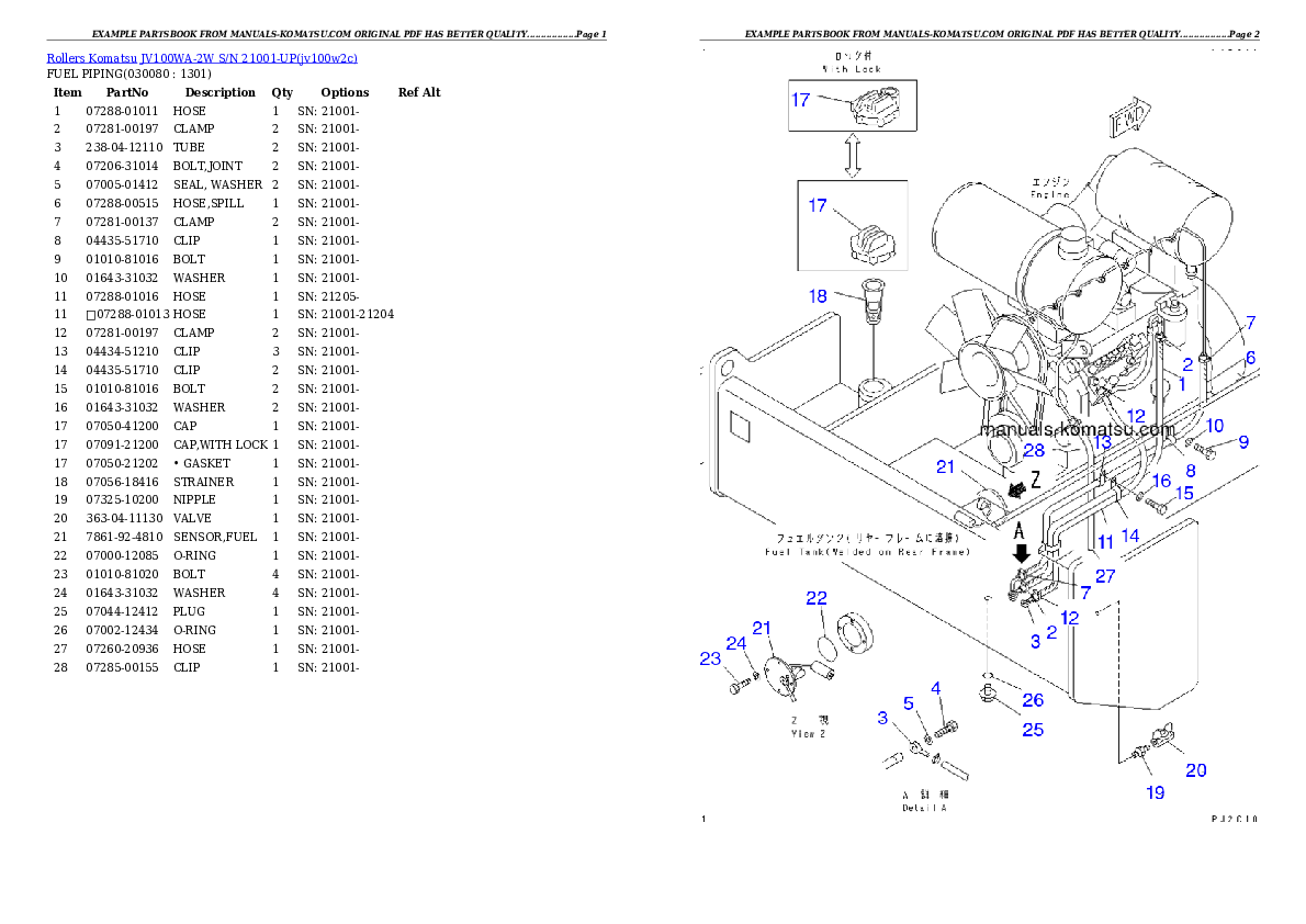 Protected: JV100WA-2W S/N 21001-UP Partsbook