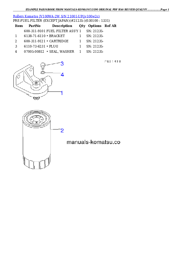 Protected: JV100WA-2W S/N 21001-UP Partsbook