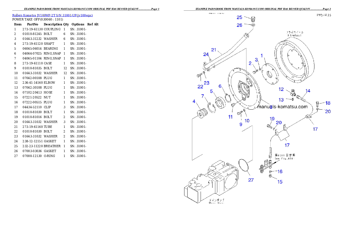 Protected: JV100WP-2T S/N 31001-UP Partsbook