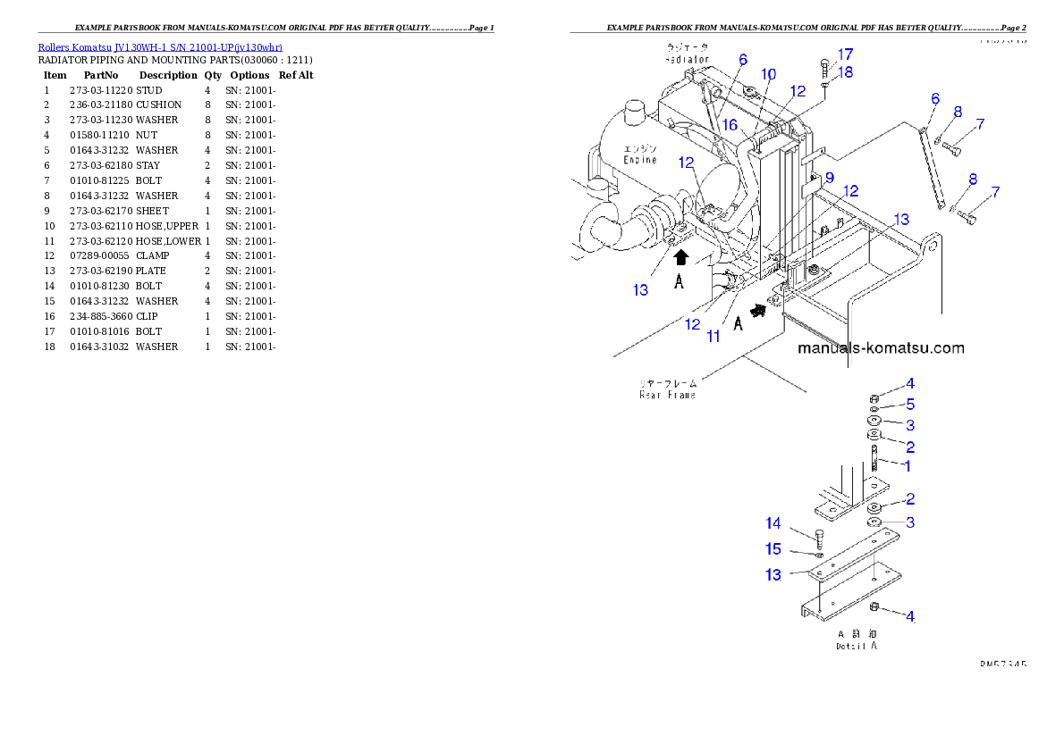 Protected: JV130WH-1 S/N 21001-UP Partsbook