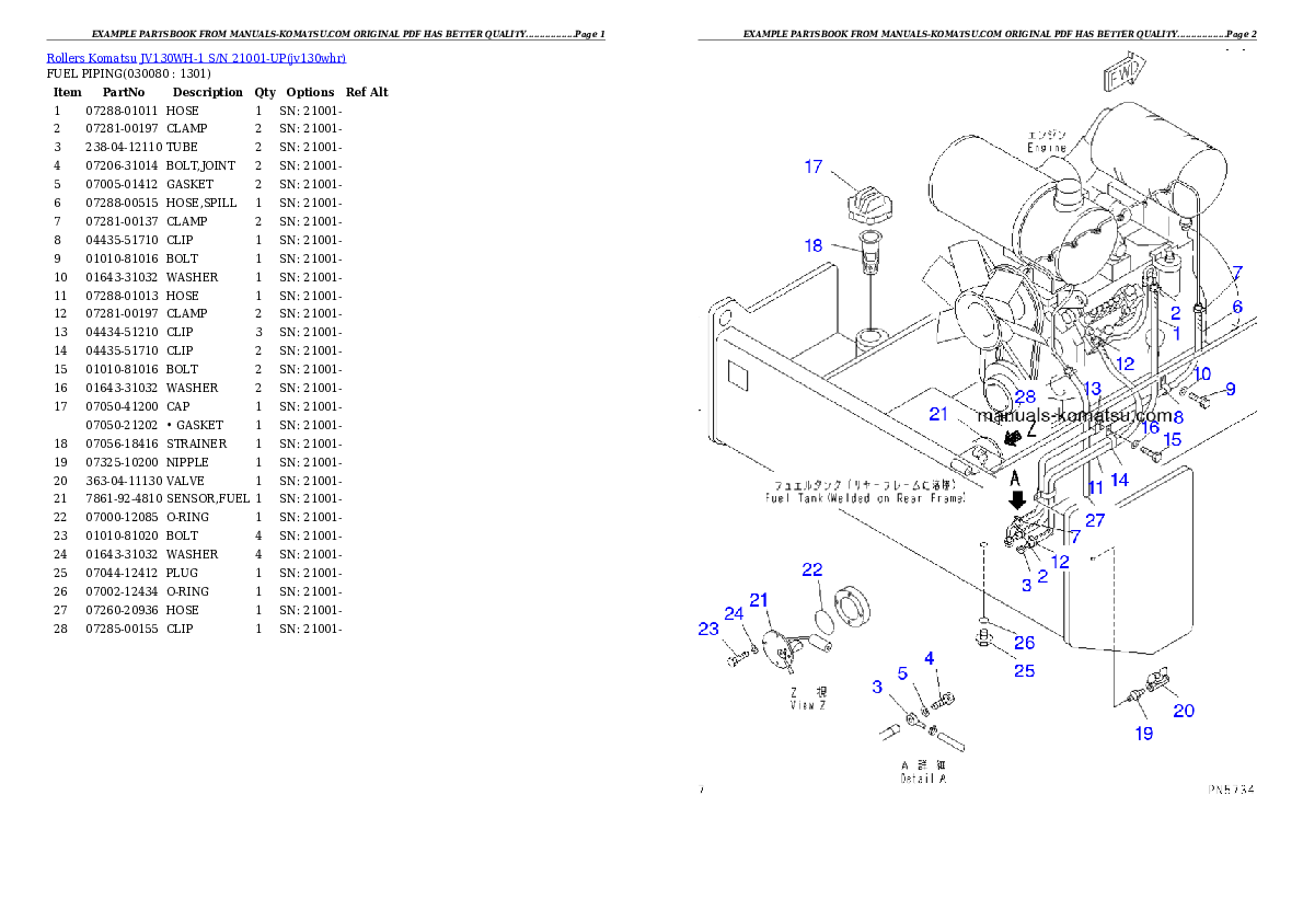 Protected: JV130WH-1 S/N 21001-UP Partsbook