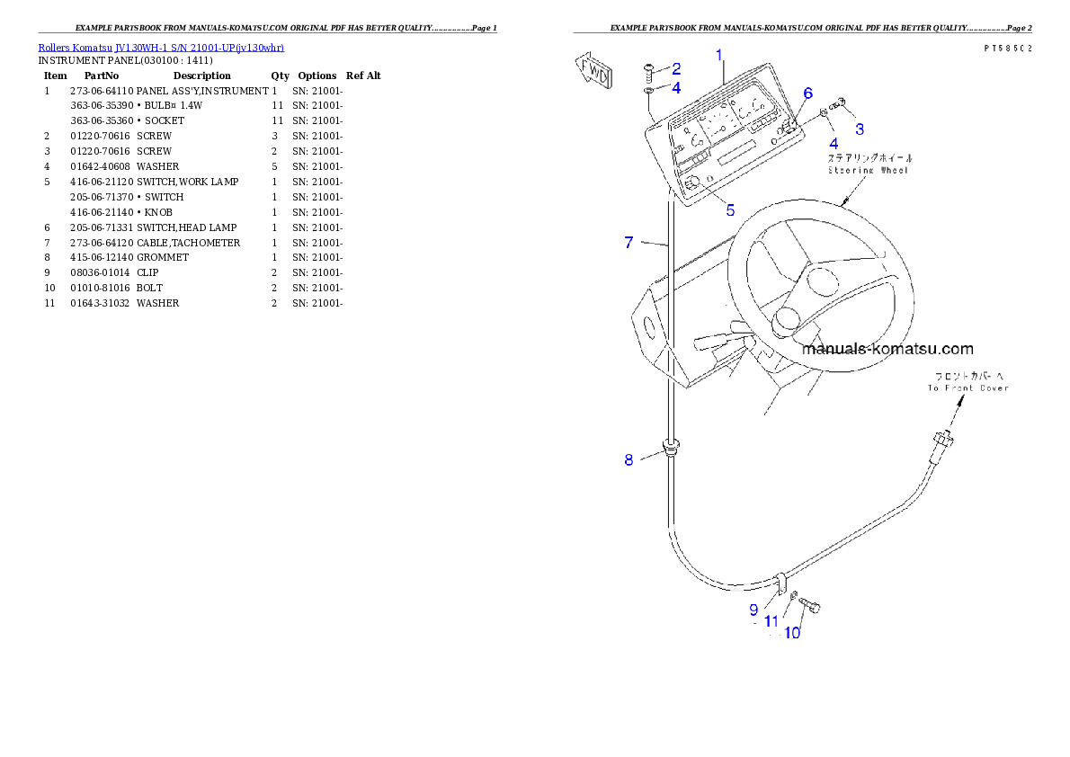 Protected: JV130WH-1 S/N 21001-UP Partsbook