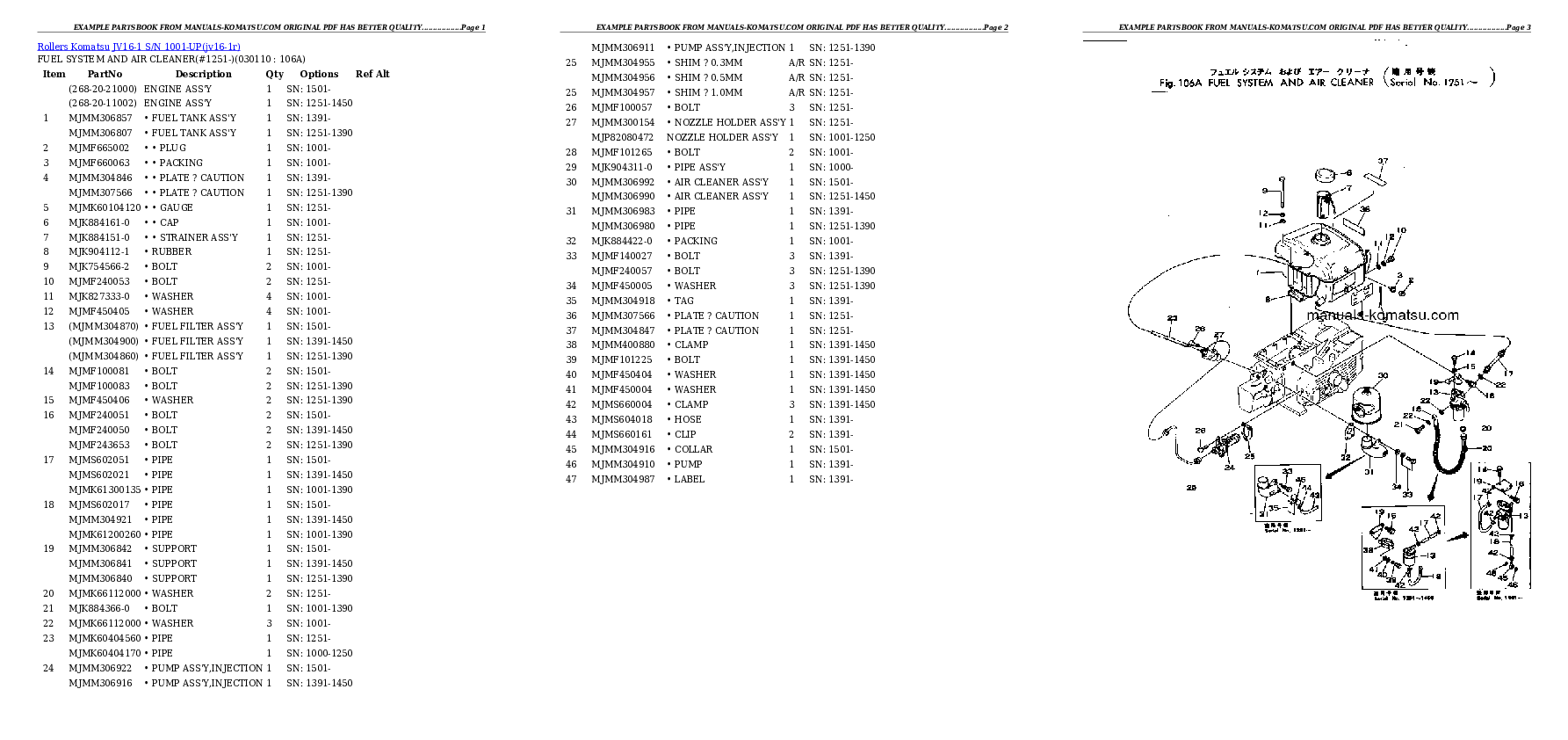 Protected: JV16-1 S/N 1001-UP Partsbook