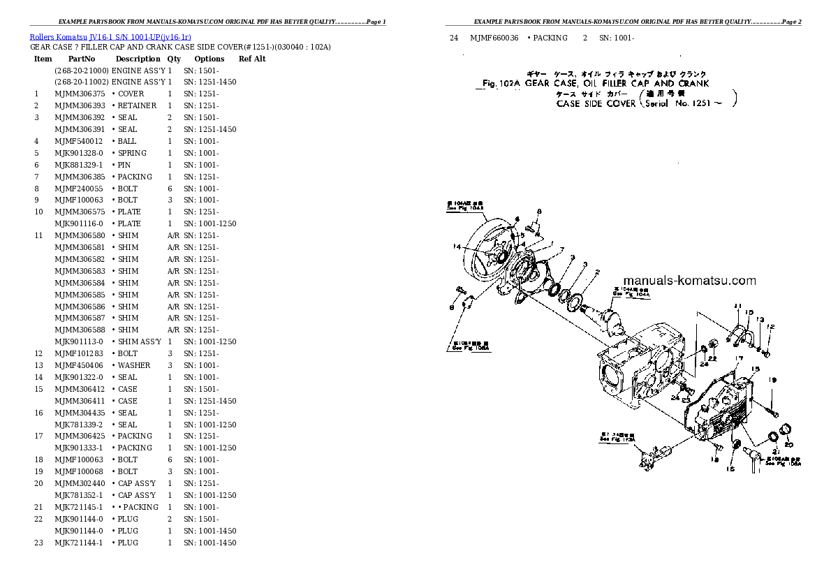 Protected: JV16-1 S/N 1001-UP Partsbook
