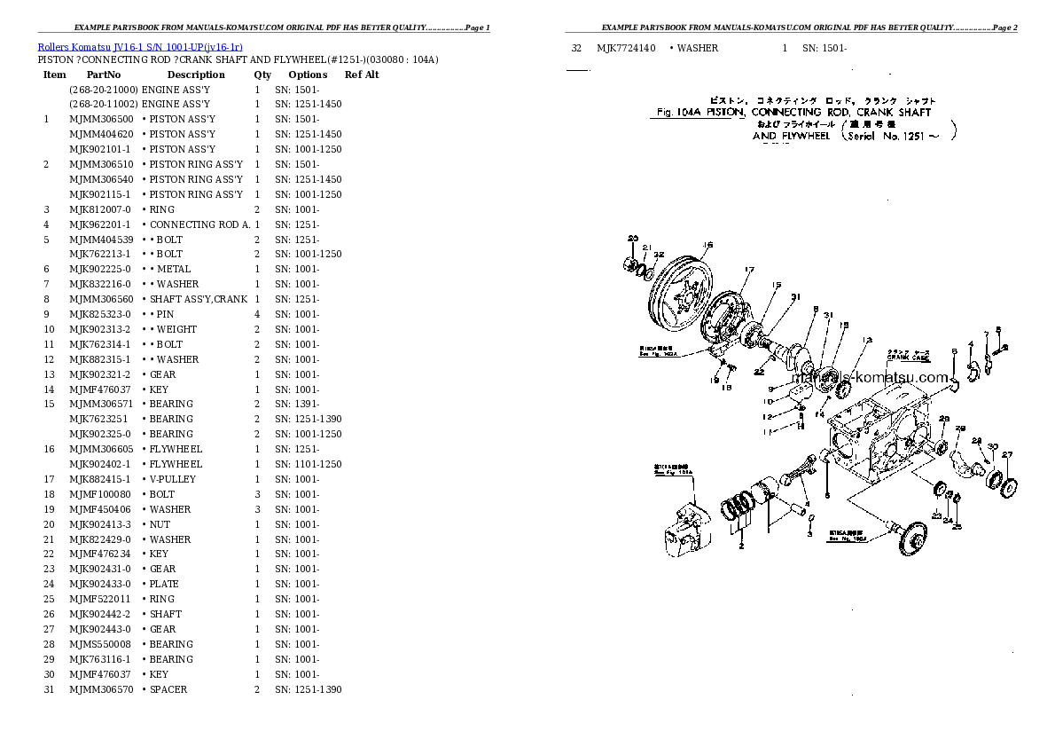 Protected: JV16-1 S/N 1001-UP Partsbook