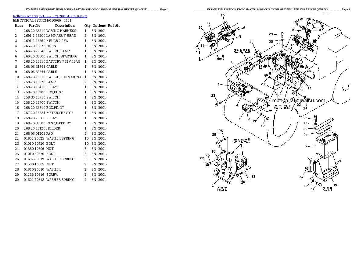 Protected: JV16R-2 S/N 2001-UP Partsbook