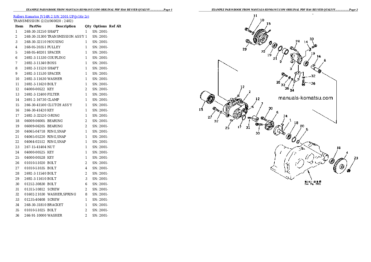 Protected: JV16R-2 S/N 2001-UP Partsbook