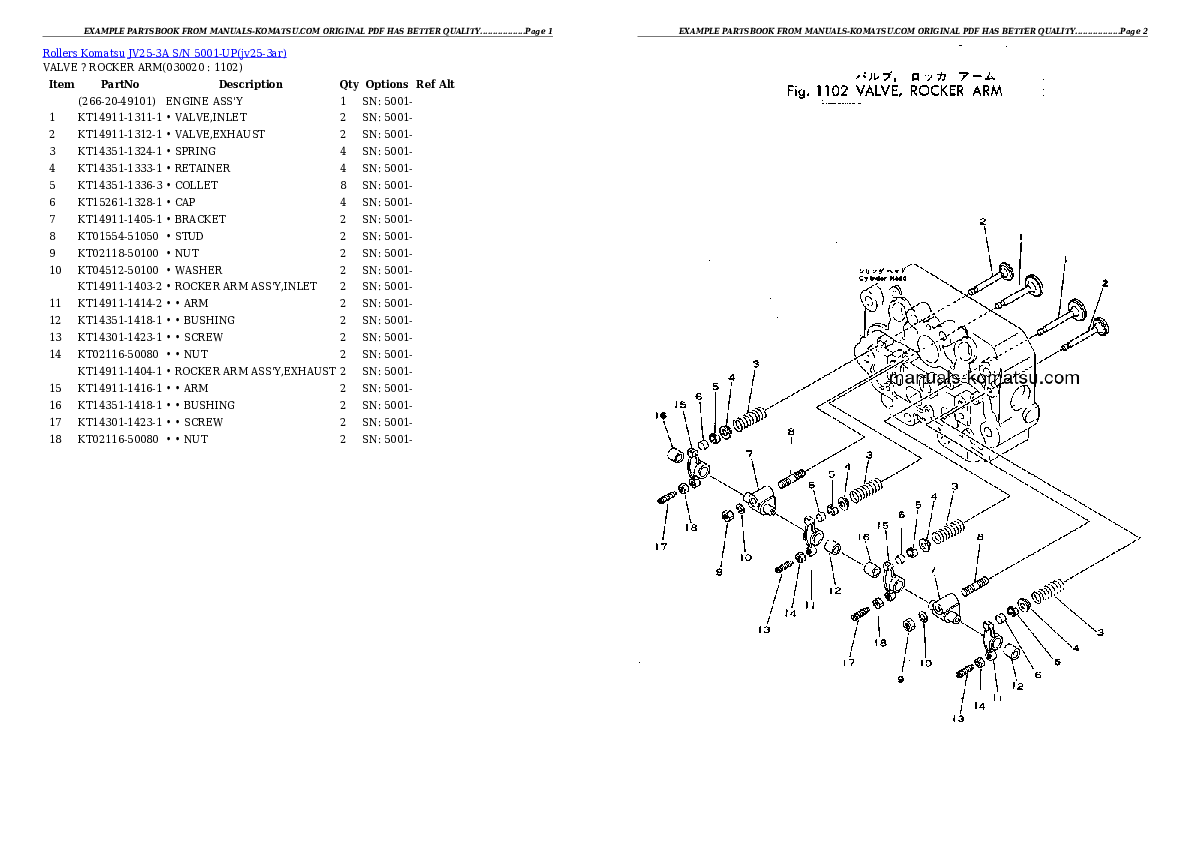 JV25-3A S/N 5001-UP Partsbook