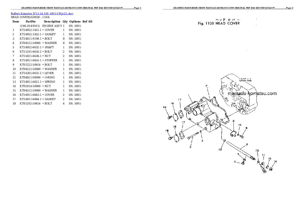 JV25-3A S/N 5001-UP Partsbook