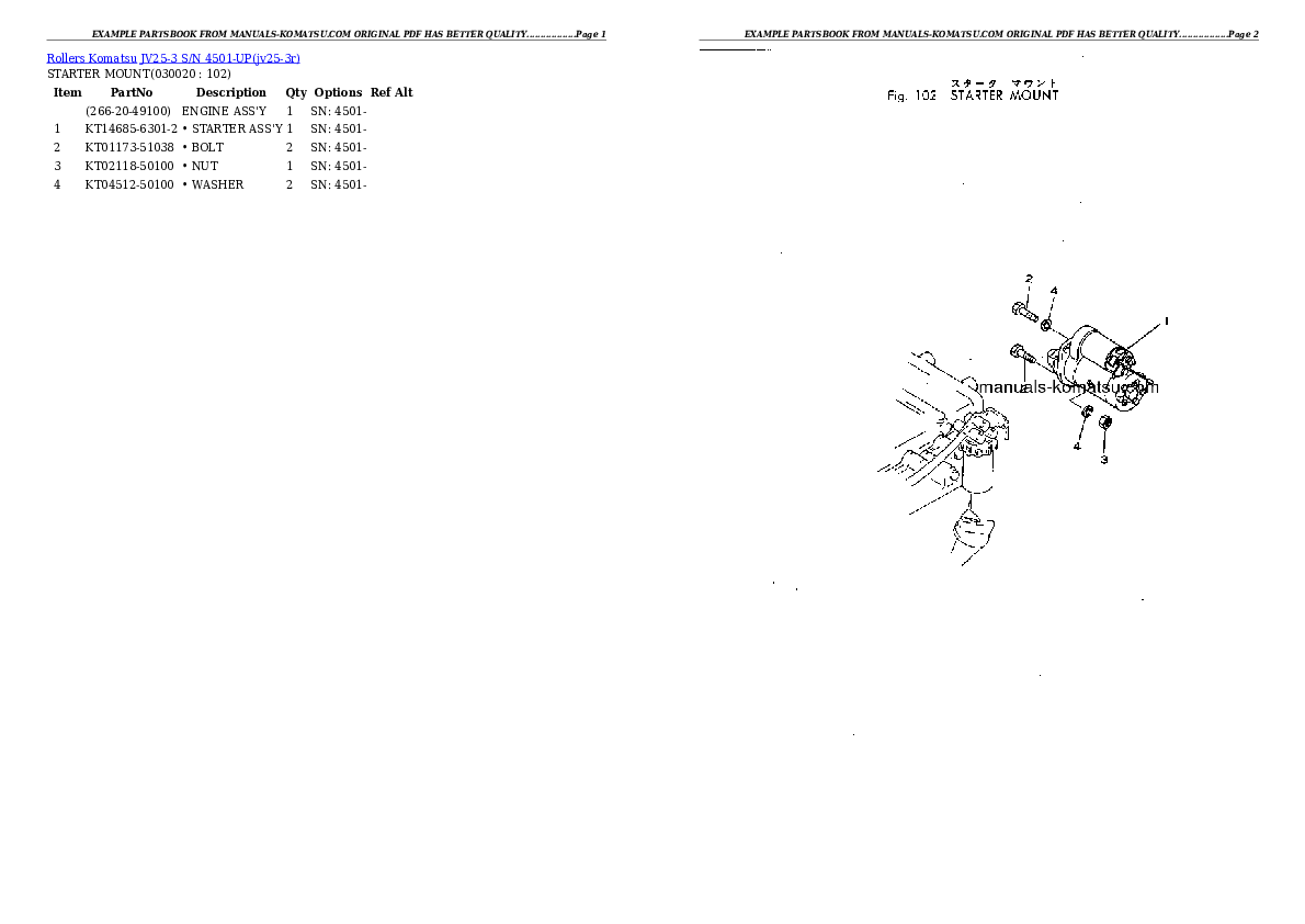 JV25-3 S/N 4501-UP Partsbook