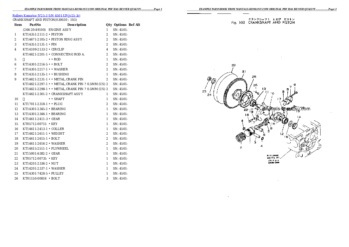 JV25-3 S/N 4501-UP Partsbook