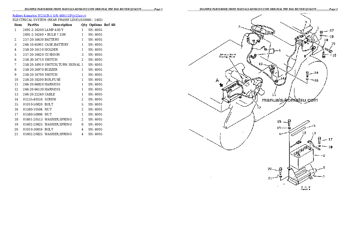 Protected: JV25CR-5 S/N 6001-UP Partsbook