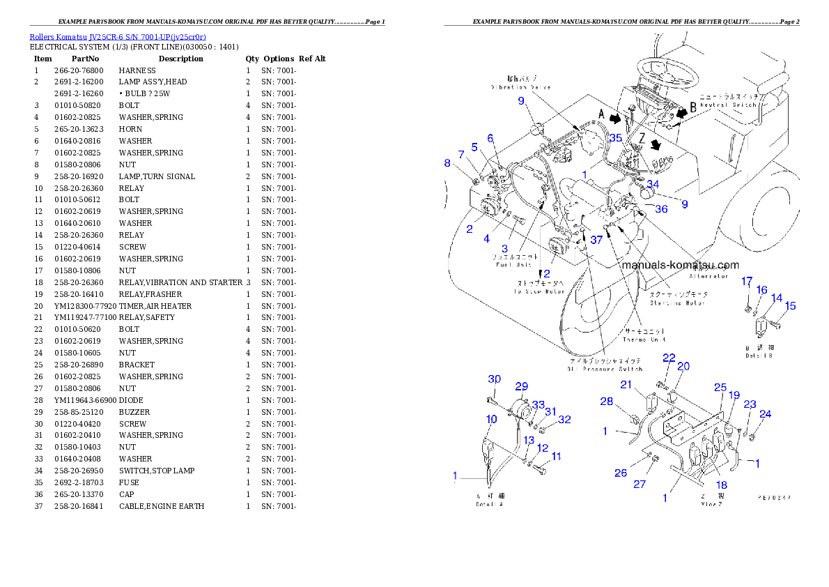 Protected: JV25CR-6 S/N 7001-UP Partsbook