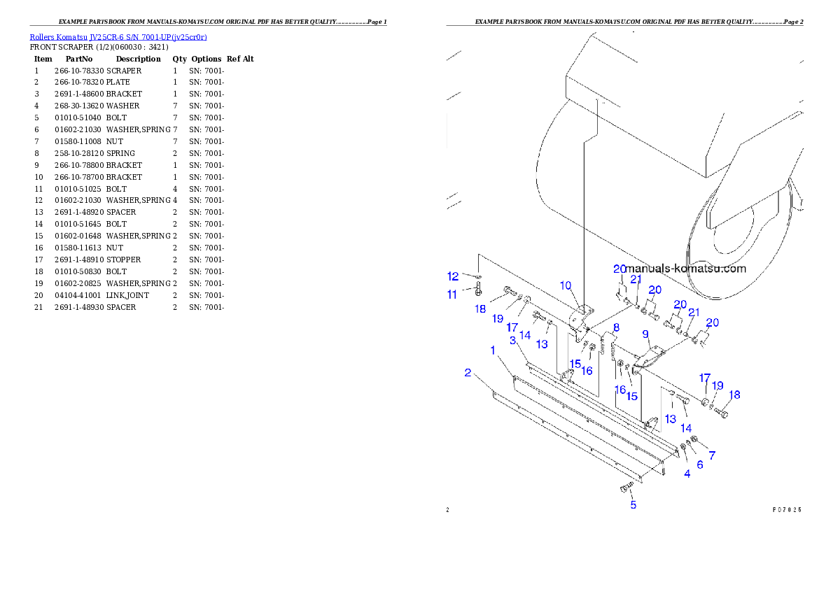 Protected: JV25CR-6 S/N 7001-UP Partsbook