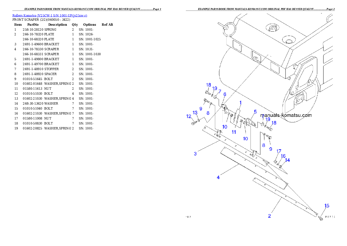 Protected: JV25CW-1 S/N 1001-UP Partsbook