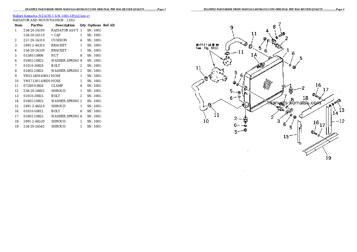 JV25CW-1 S/N 1001-UP Partsbook