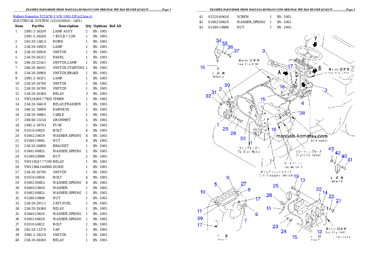 Protected: JV25CW-1 S/N 1001-UP Partsbook