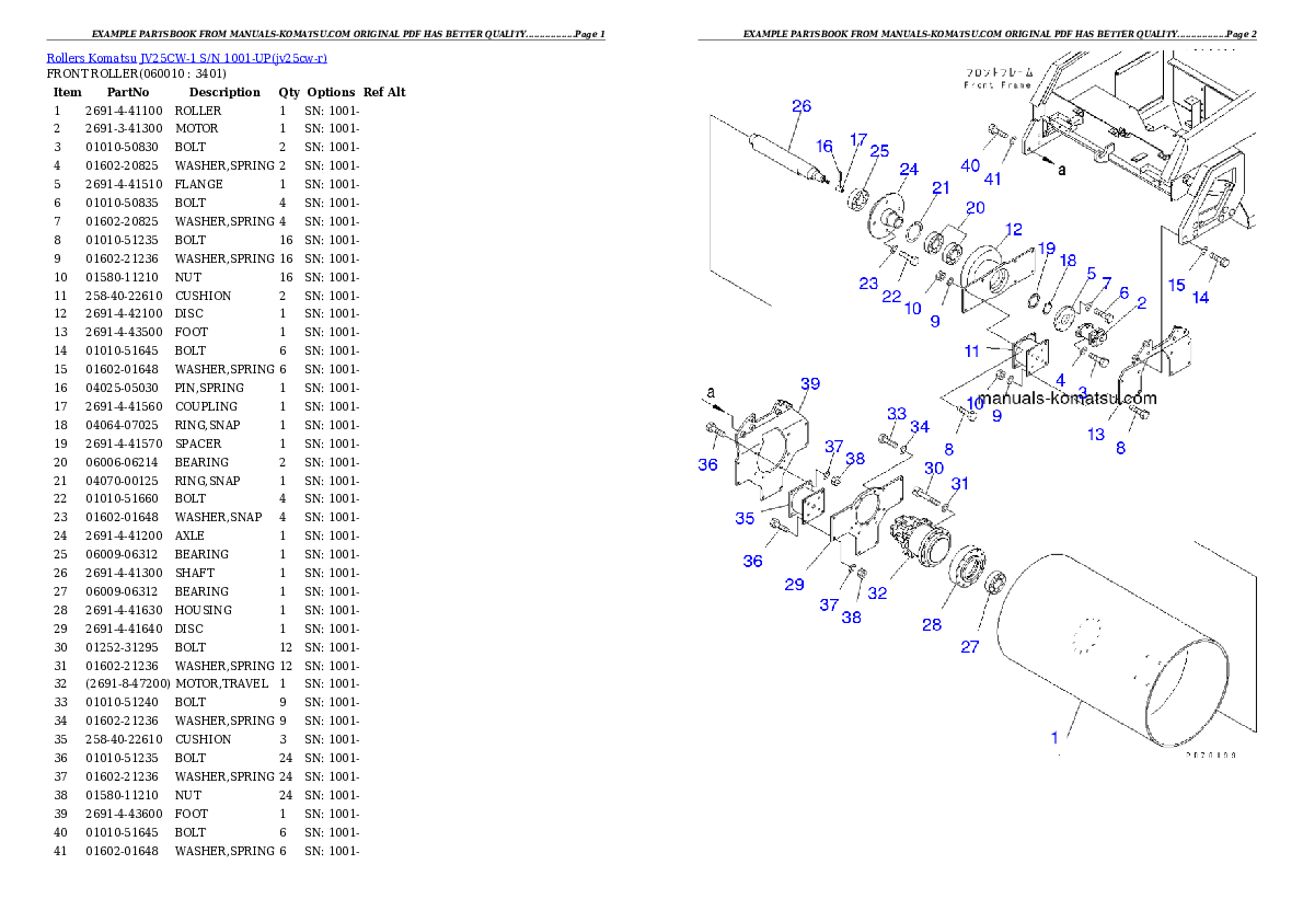 Protected: JV25CW-1 S/N 1001-UP Partsbook