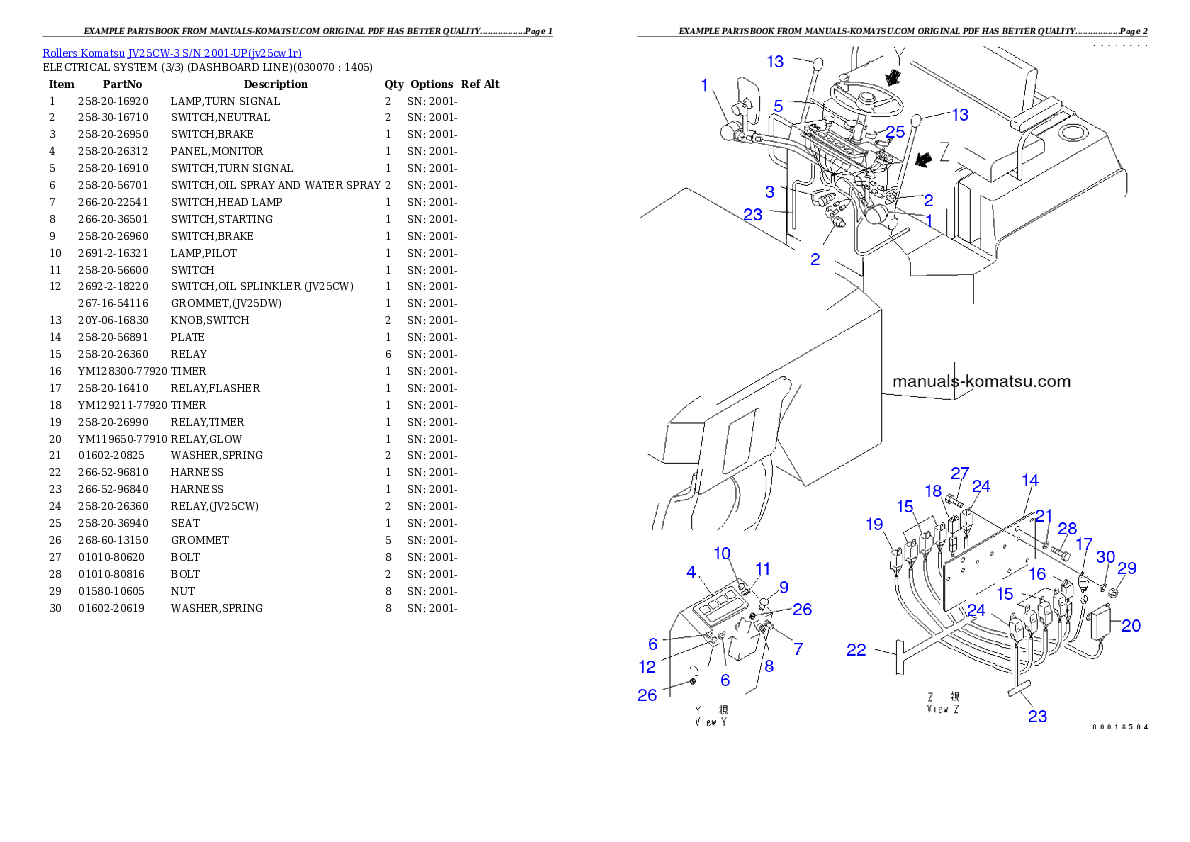 Protected: JV25CW-3 S/N 2001-UP Partsbook