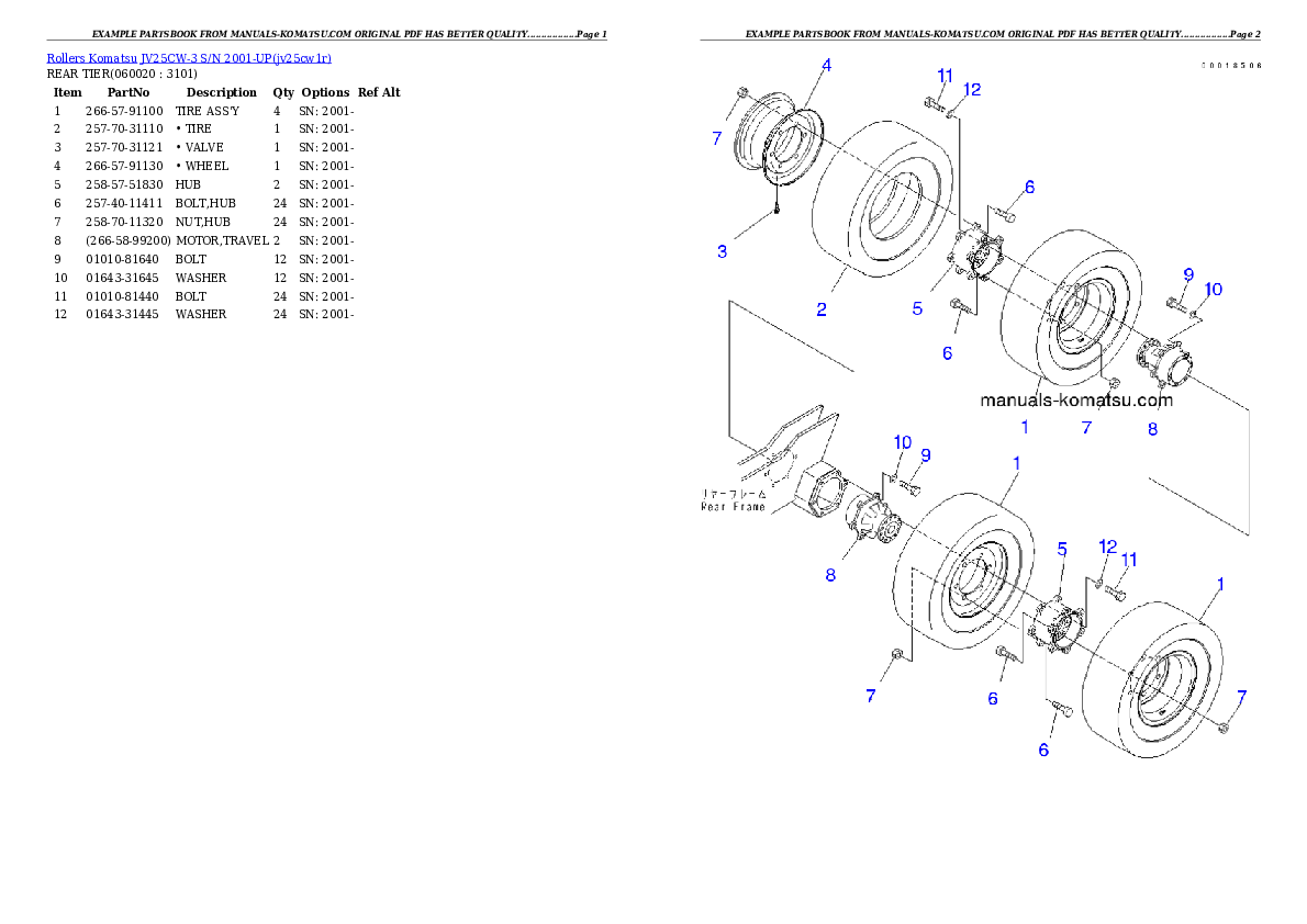 Protected: JV25CW-3 S/N 2001-UP Partsbook