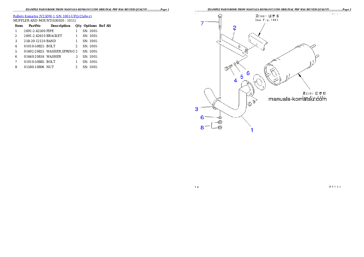 JV25DW-1 S/N 1001-UP Partsbook