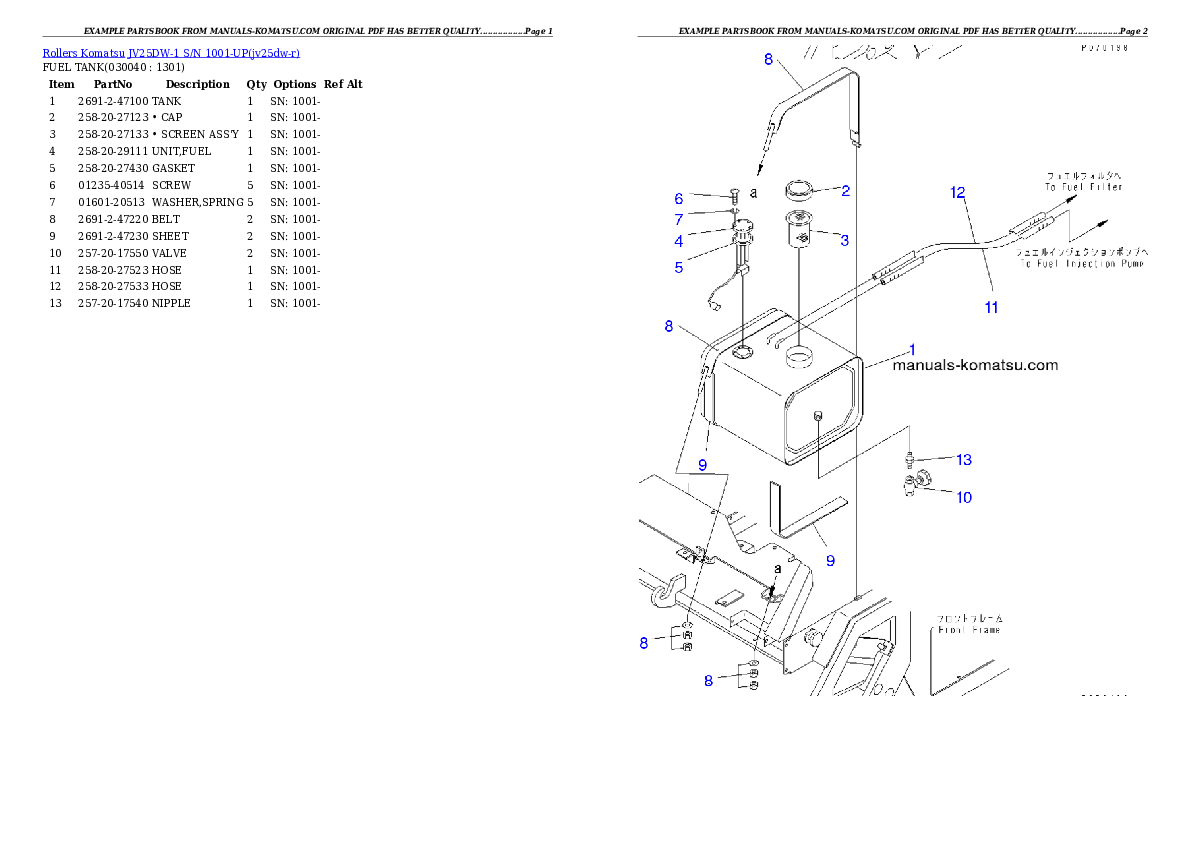 Protected: JV25DW-1 S/N 1001-UP Partsbook