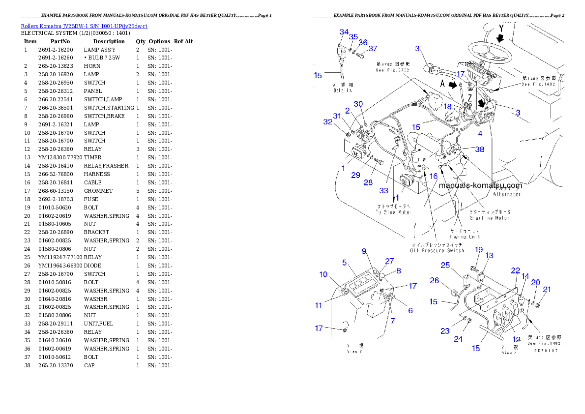 Protected: JV25DW-1 S/N 1001-UP Partsbook