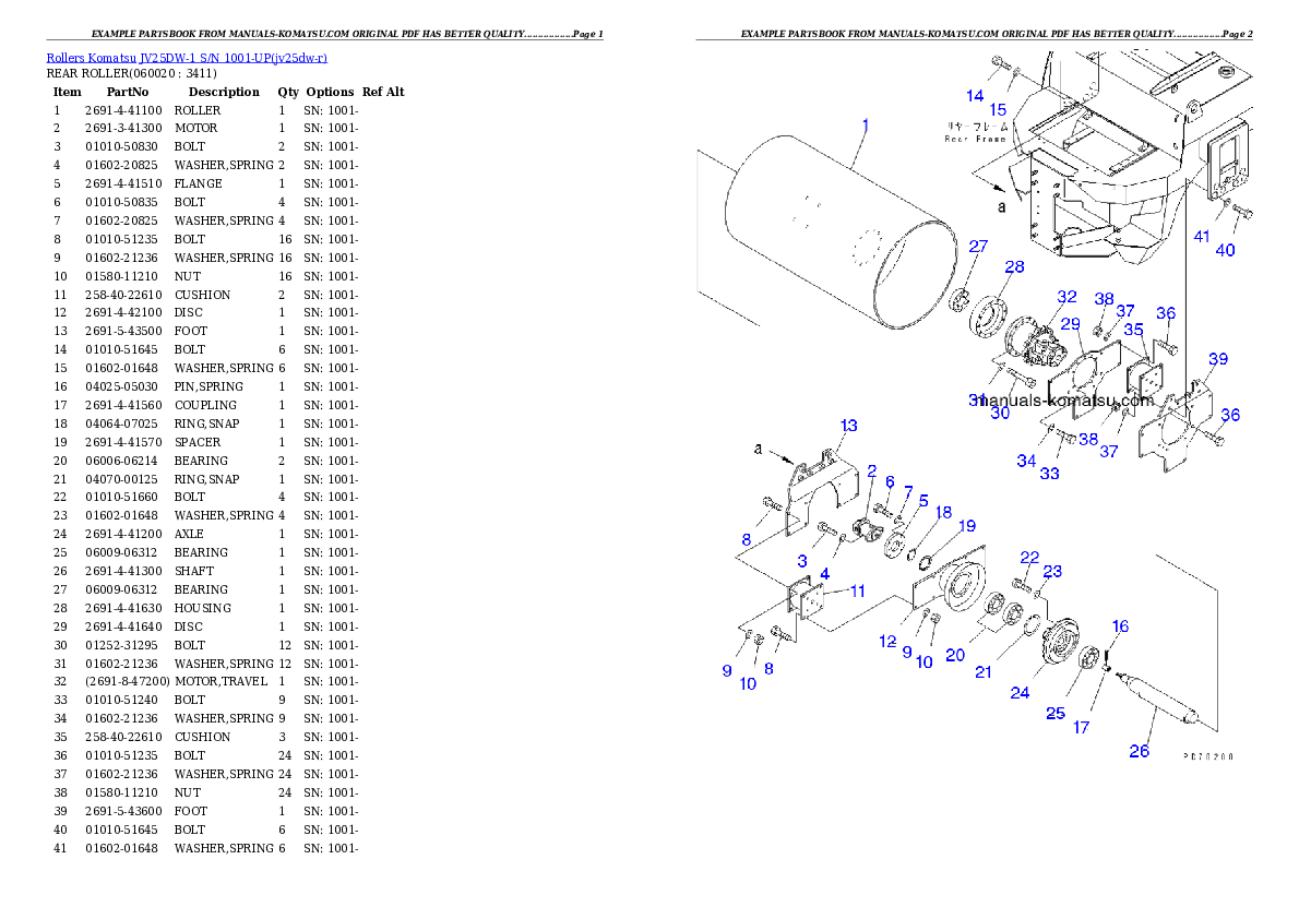 Protected: JV25DW-1 S/N 1001-UP Partsbook