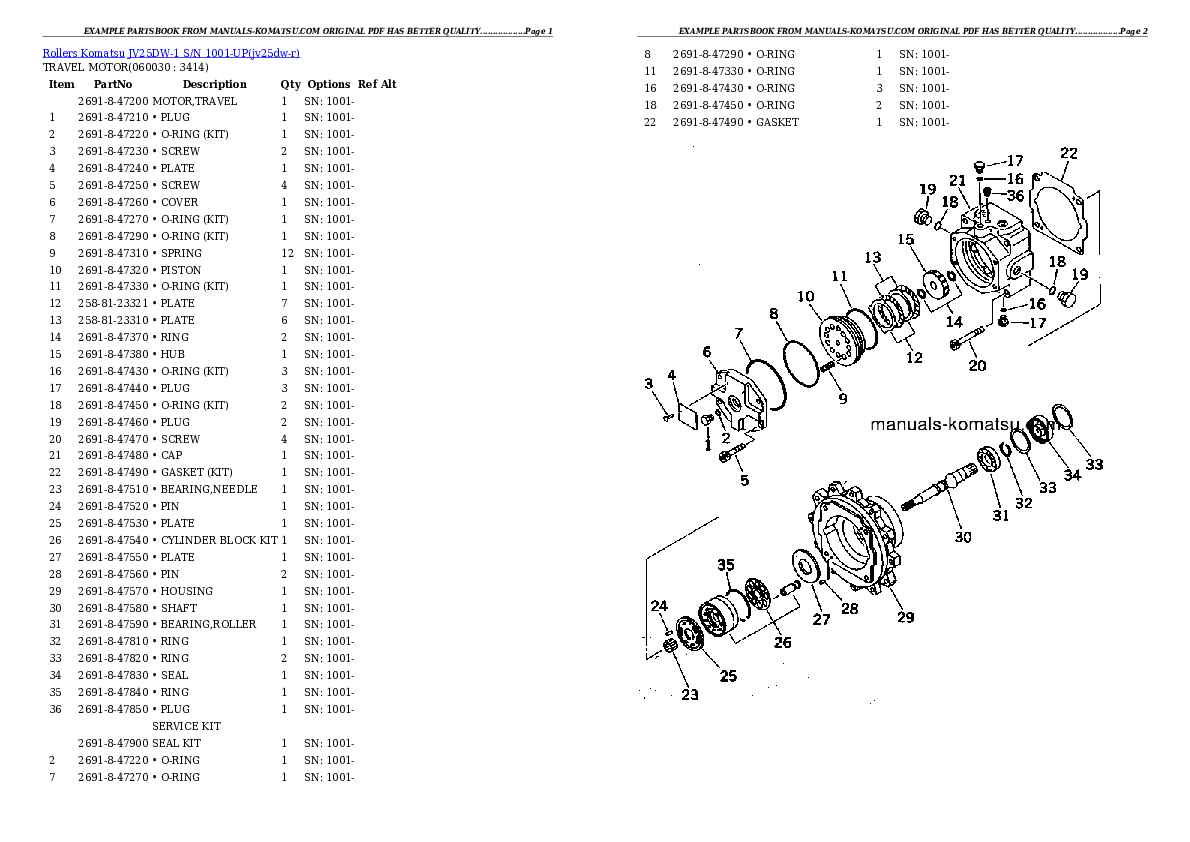Protected: JV25DW-1 S/N 1001-UP Partsbook