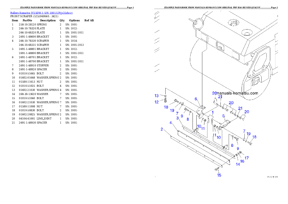 Protected: JV25DW-1 S/N 1001-UP Partsbook