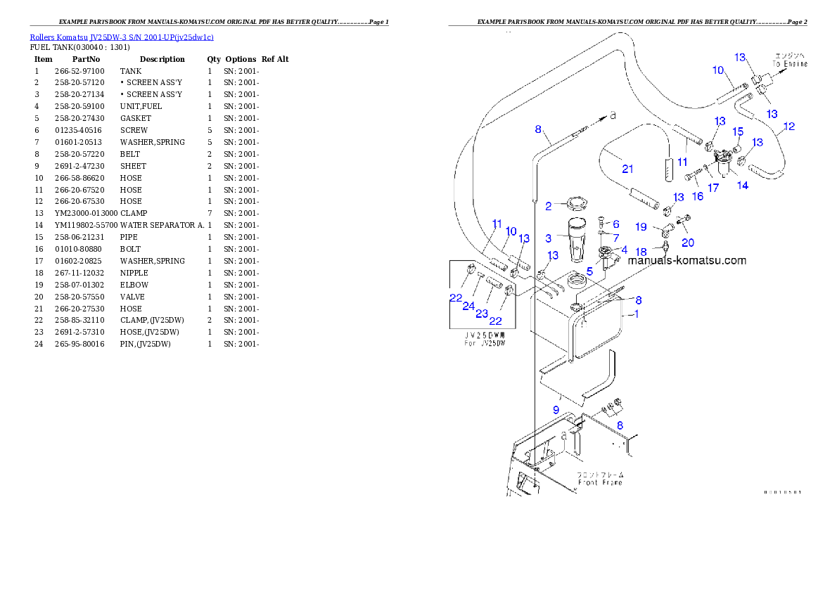 Protected: JV25DW-3 S/N 2001-UP Partsbook