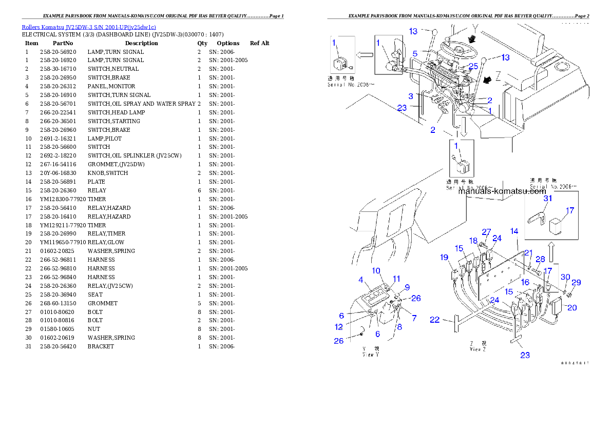 Protected: JV25DW-3 S/N 2001-UP Partsbook