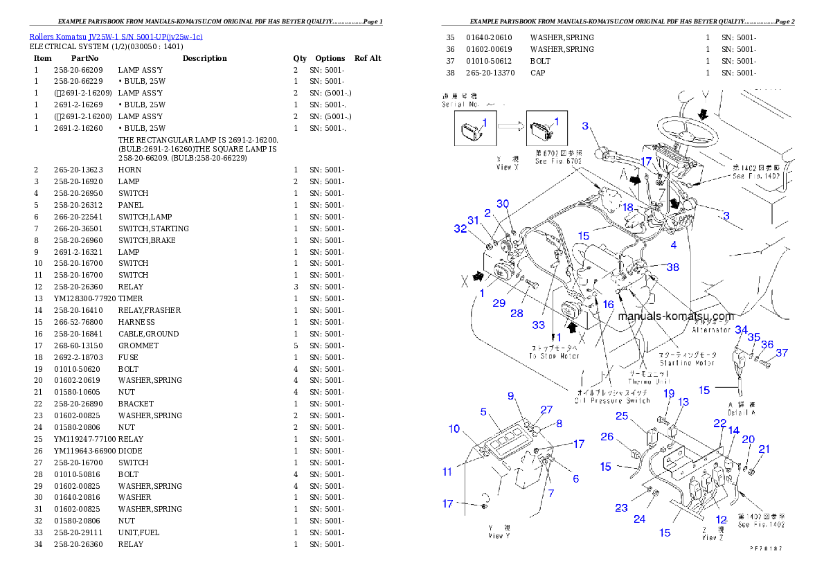 Protected: JV25W-1 S/N 5001-UP Partsbook