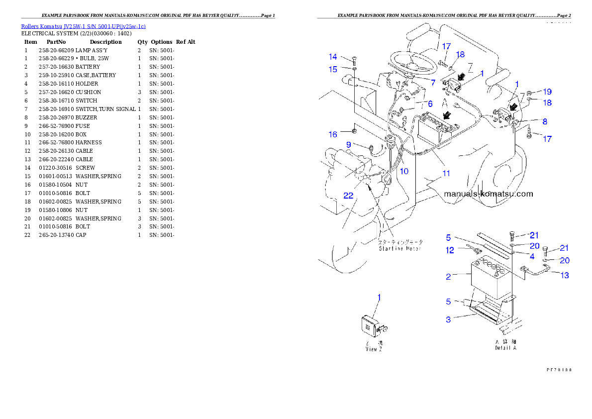 Protected: JV25W-1 S/N 5001-UP Partsbook