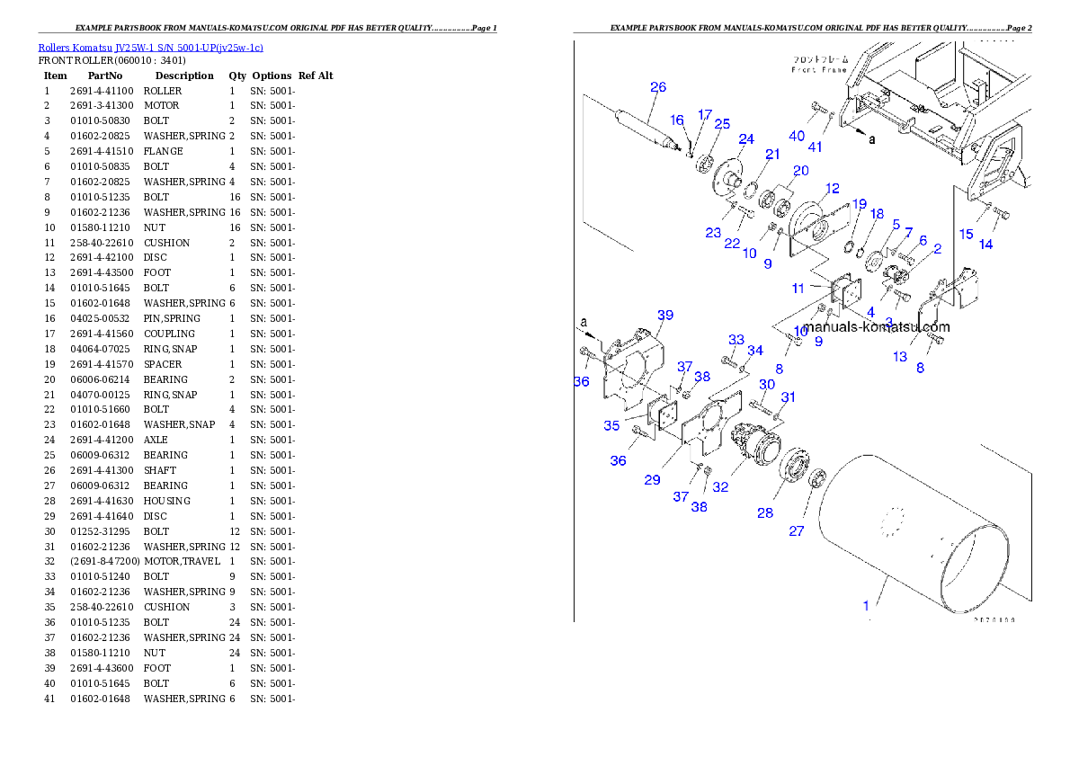 Protected: JV25W-1 S/N 5001-UP Partsbook