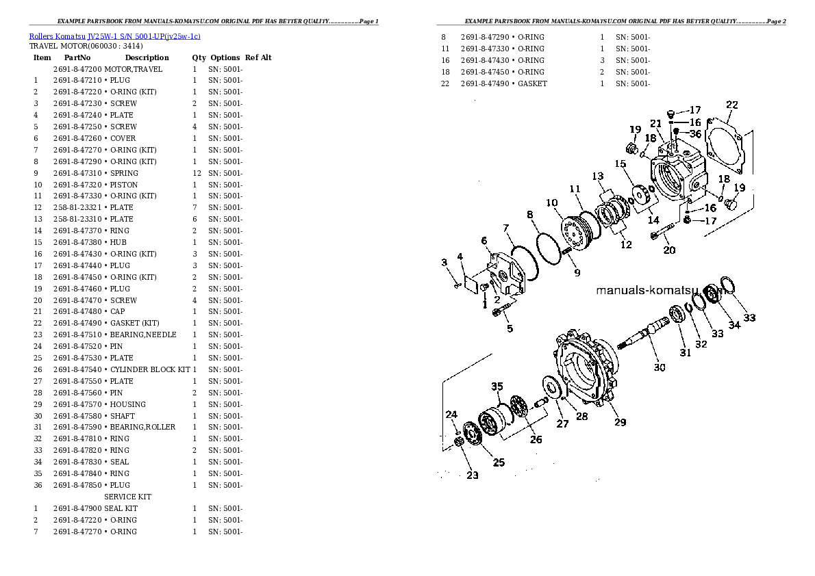 Protected: JV25W-1 S/N 5001-UP Partsbook