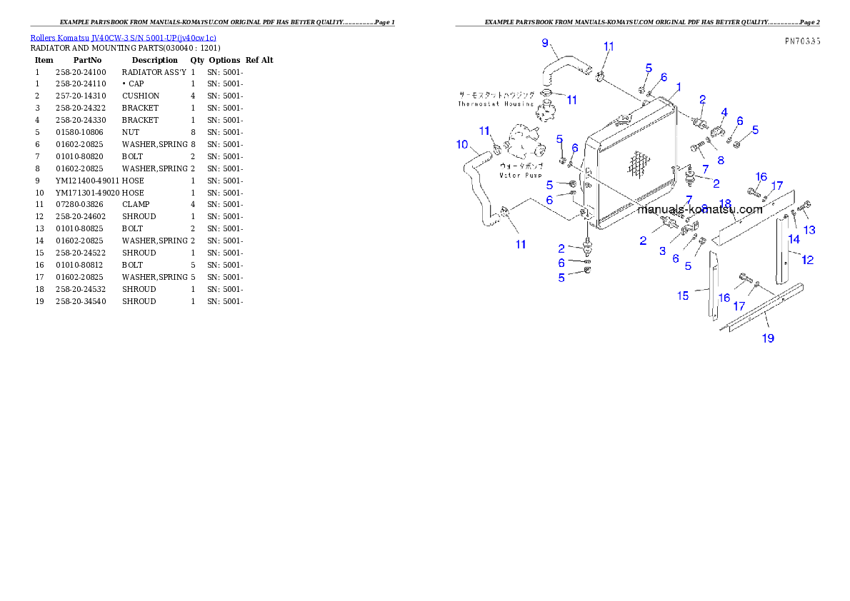 Protected: JV40CW-3 S/N 5001-UP Partsbook