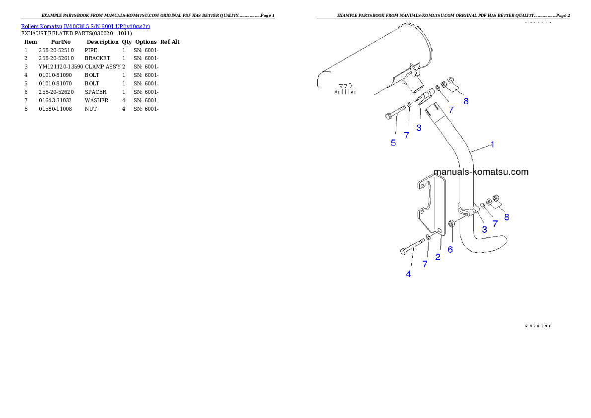JV40CW-5 S/N 6001-UP Partsbook