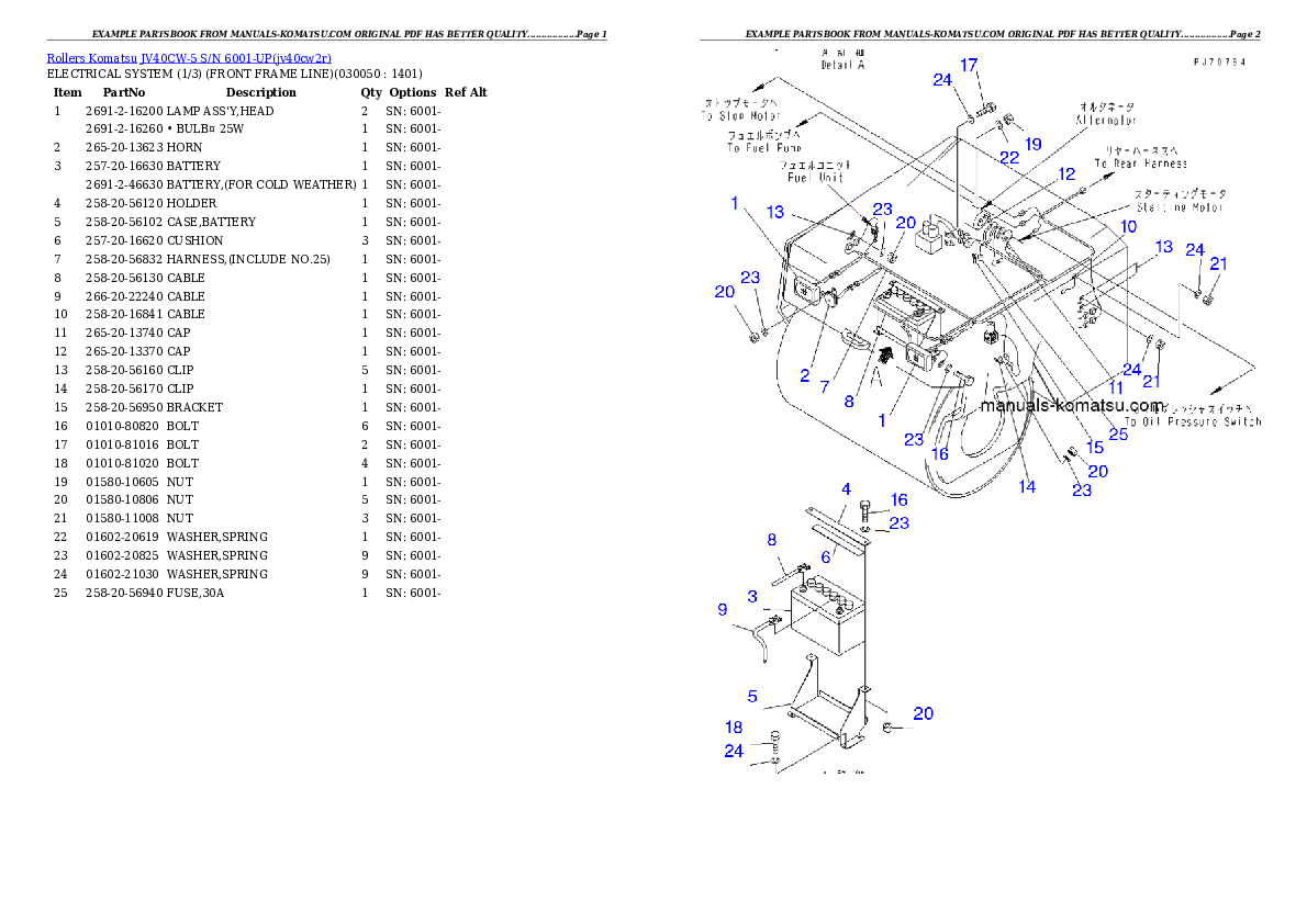 Protected: JV40CW-5 S/N 6001-UP Partsbook