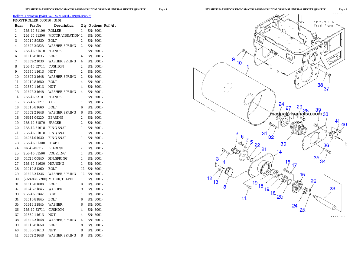Protected: JV40CW-5 S/N 6001-UP Partsbook