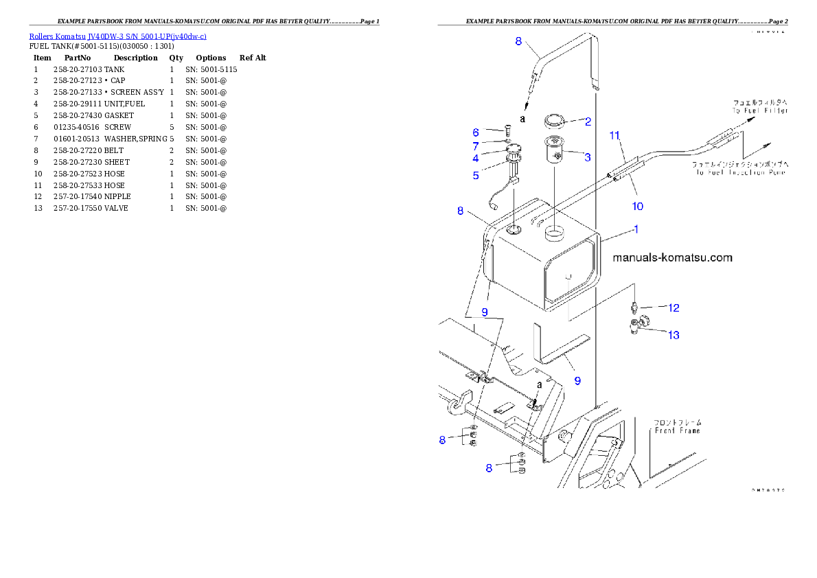 Protected: JV40DW-3 S/N 5001-UP Partsbook