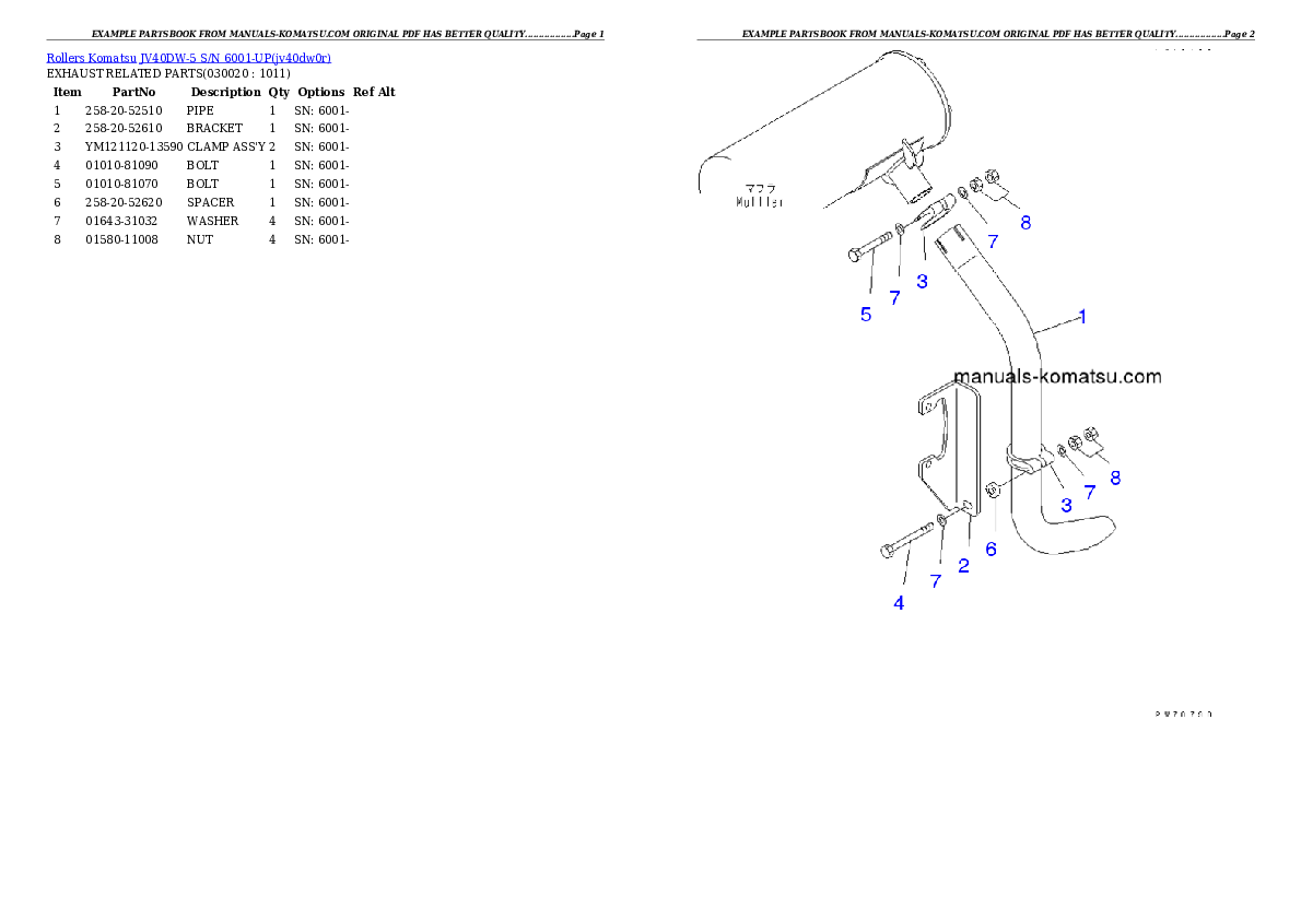JV40DW-5 S/N 6001-UP Partsbook