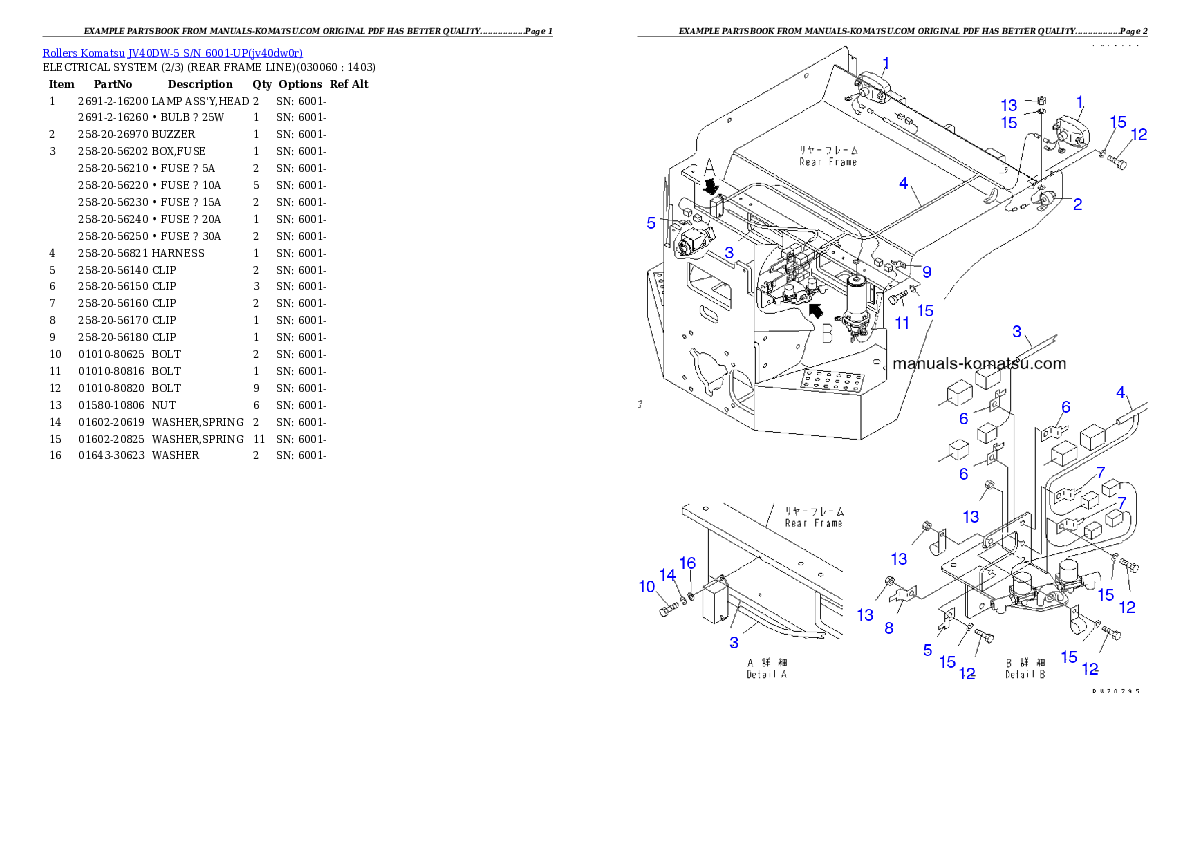 Protected: JV40DW-5 S/N 6001-UP Partsbook